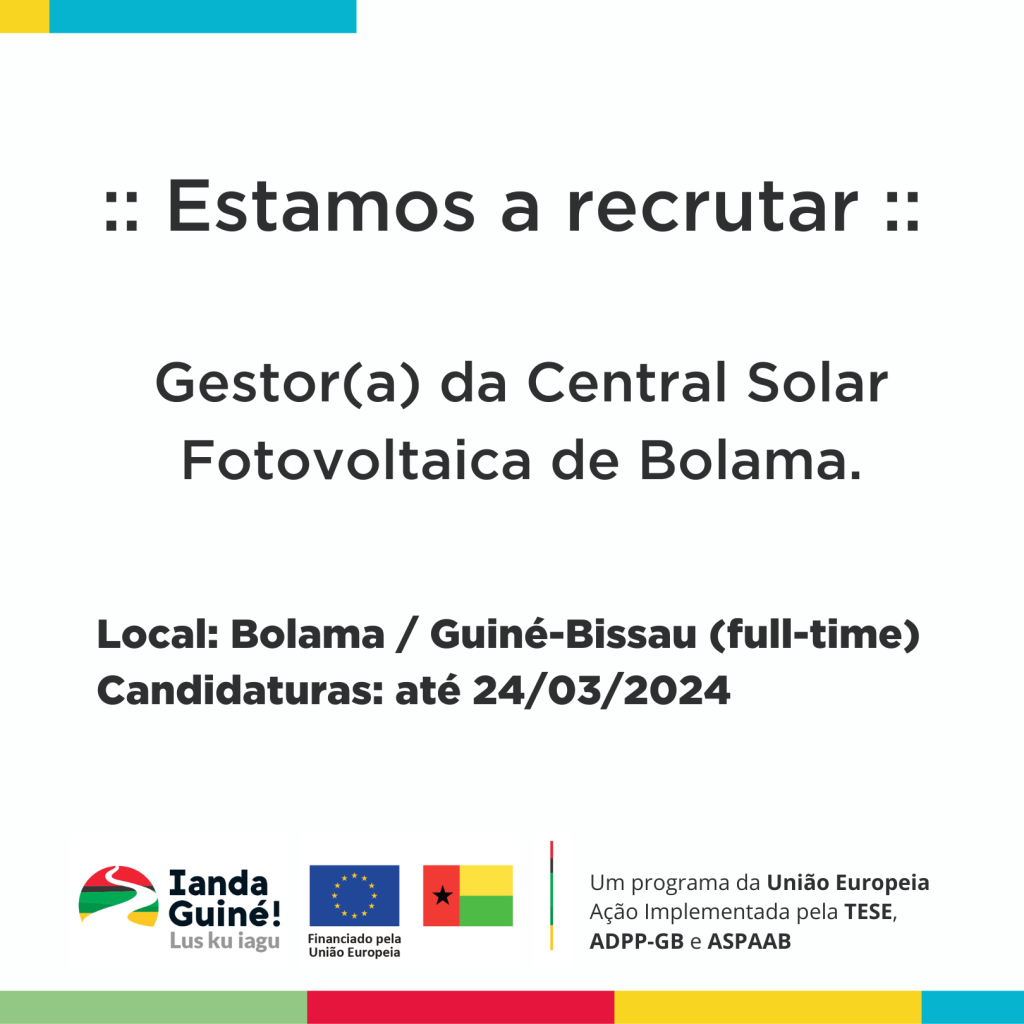 Contratação Gestor(a) da Central Solar Fotovoltaica de Bolama